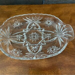 Anchor Hocking Pressed Glass Divided Relish Dish Vintage